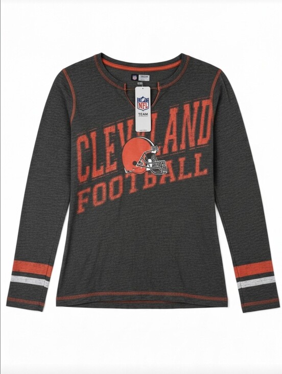 NFL Tops - NFL Womens Small Cleveland Football Long Sleeve Shirt NWT Brown Graphic Top
